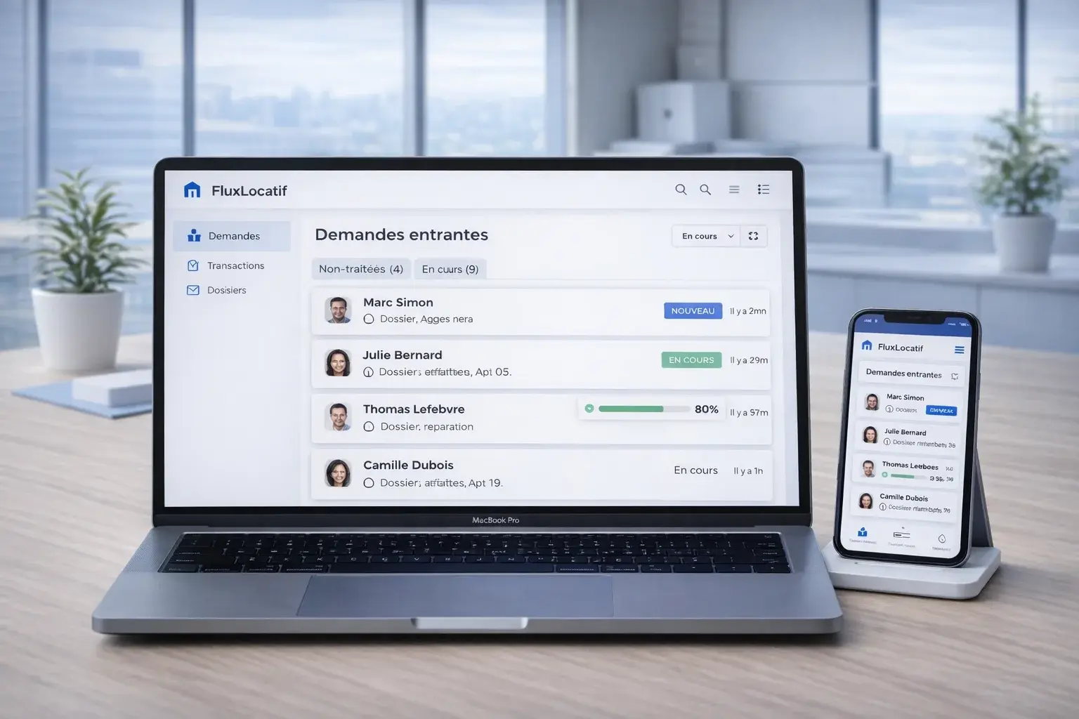 Interface Bureau de location externalisé FluxLocatif